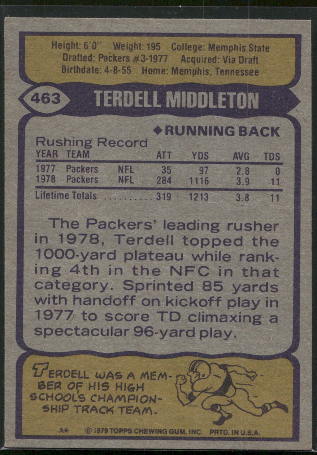 1979 Topps #463 Terdell Middleton