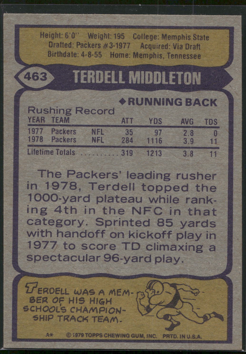 1979 Topps #463 Terdell Middleton