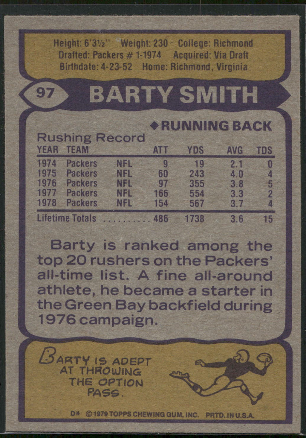 1979 Topps #97 Barty Smith