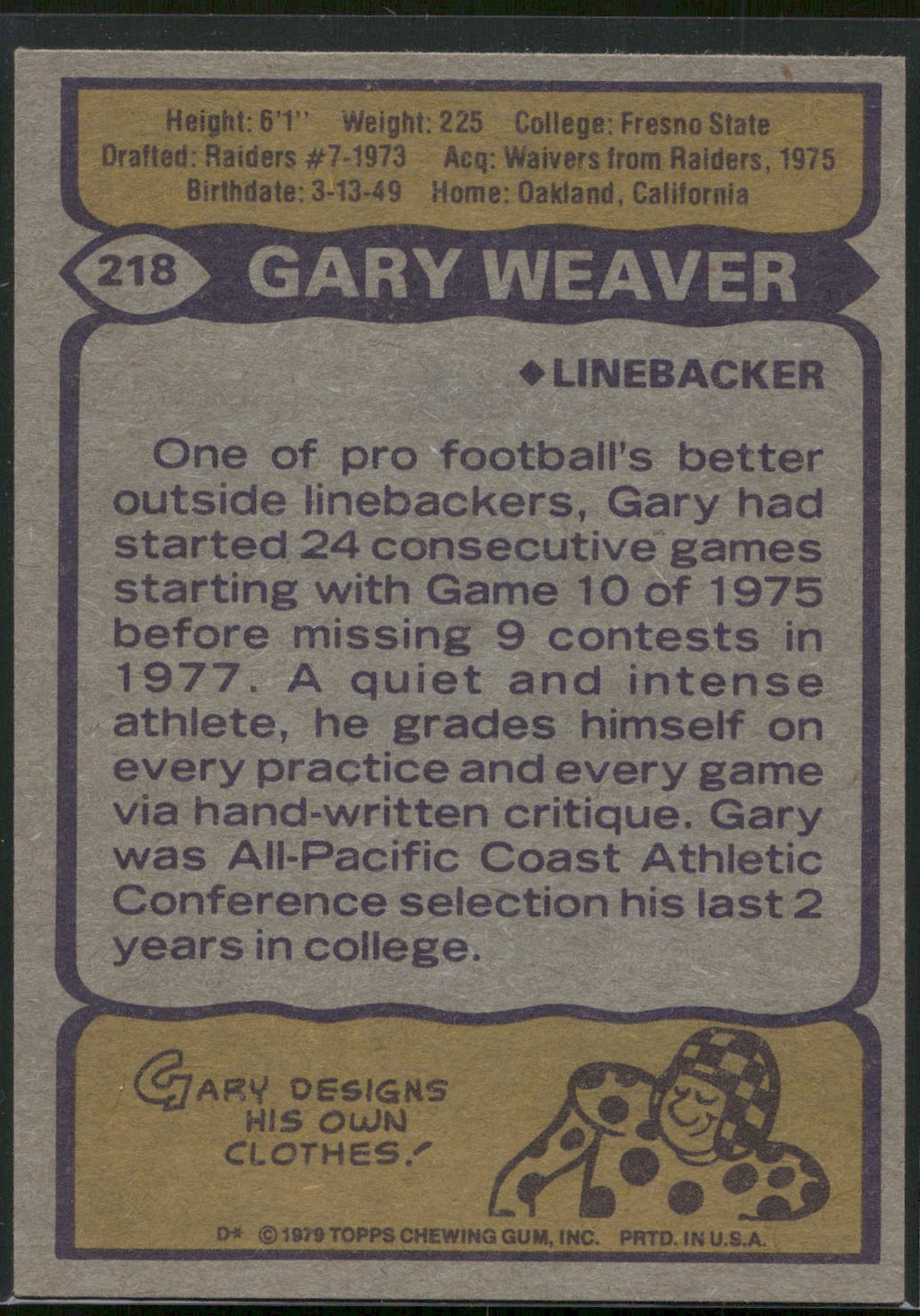1979 Topps #218 Gary Weaver
