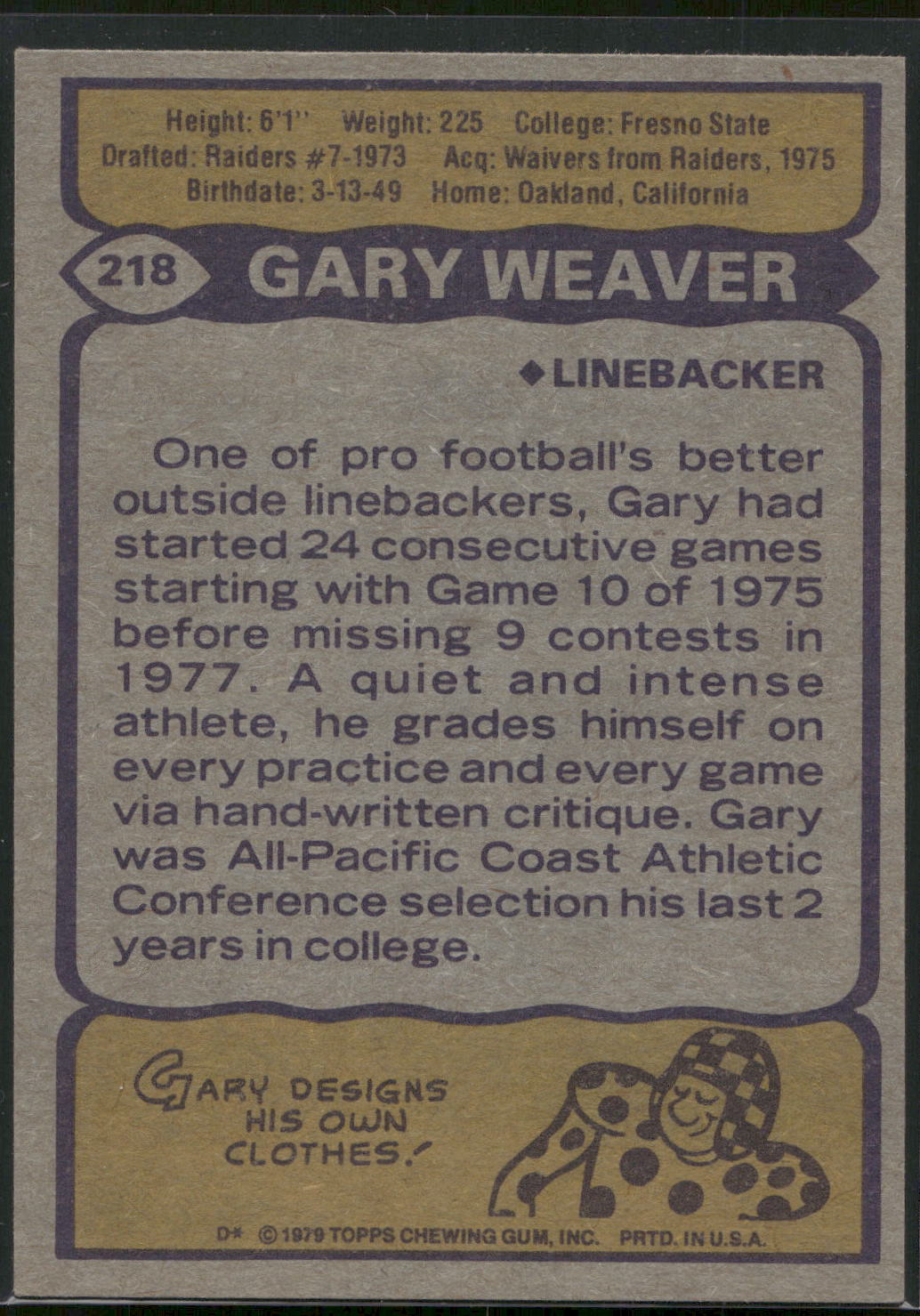 1979 Topps #218 Gary Weaver