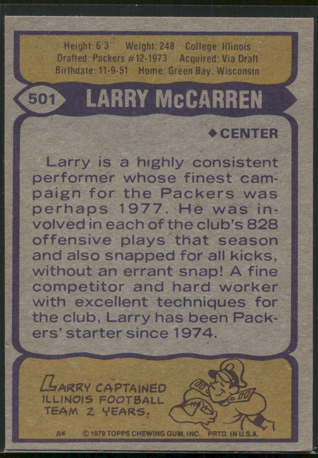 1979 Topps #501 Larry McCarren