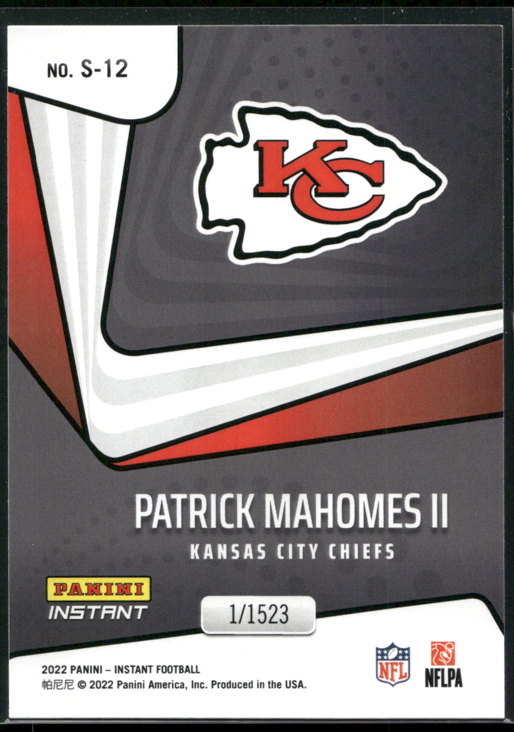 2022 Panini Instant Supernova #S-12 Patrick Mahomes II