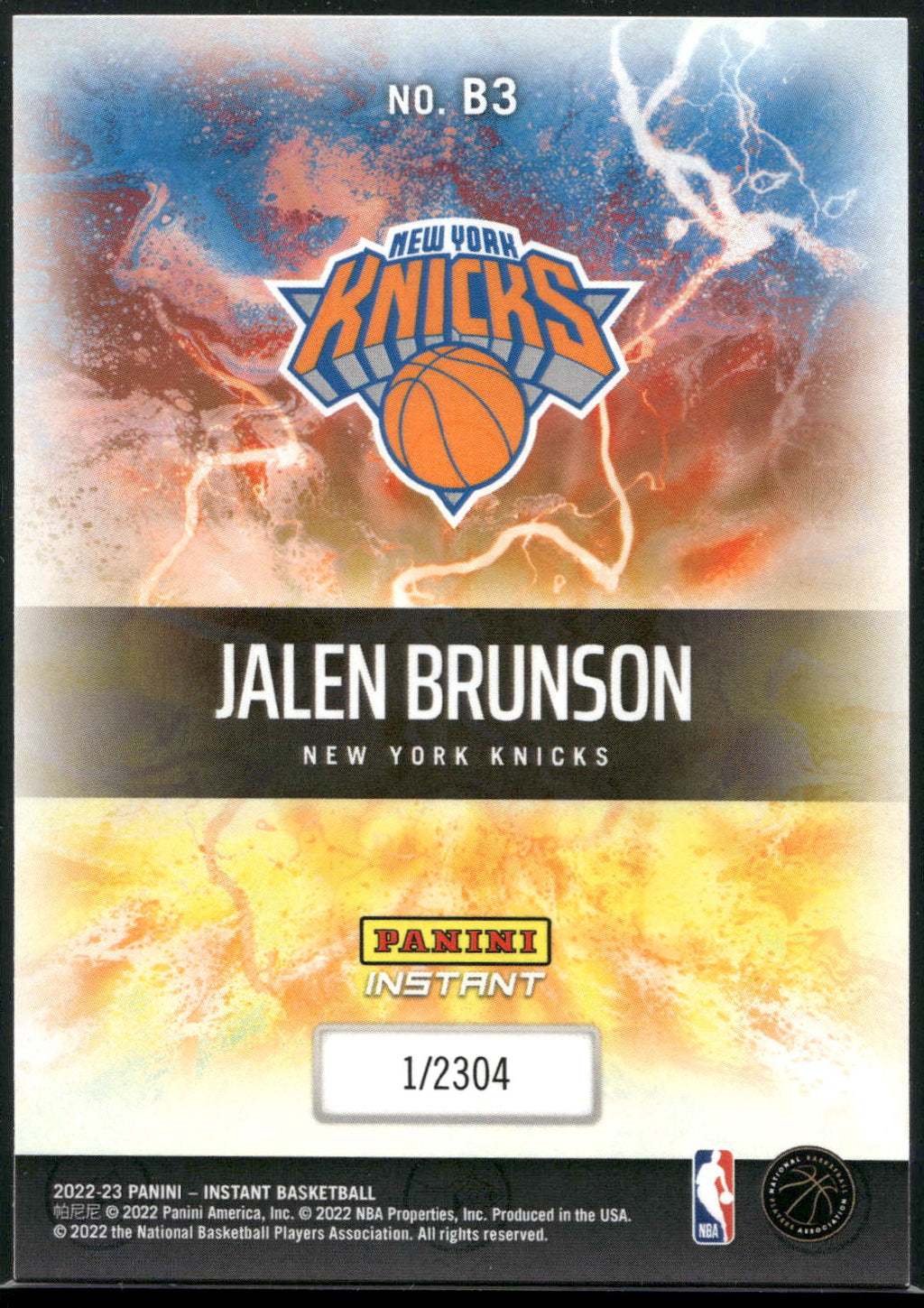 2022-23 Panini Instant NBA Breakaway #B3 Jalen Brunson