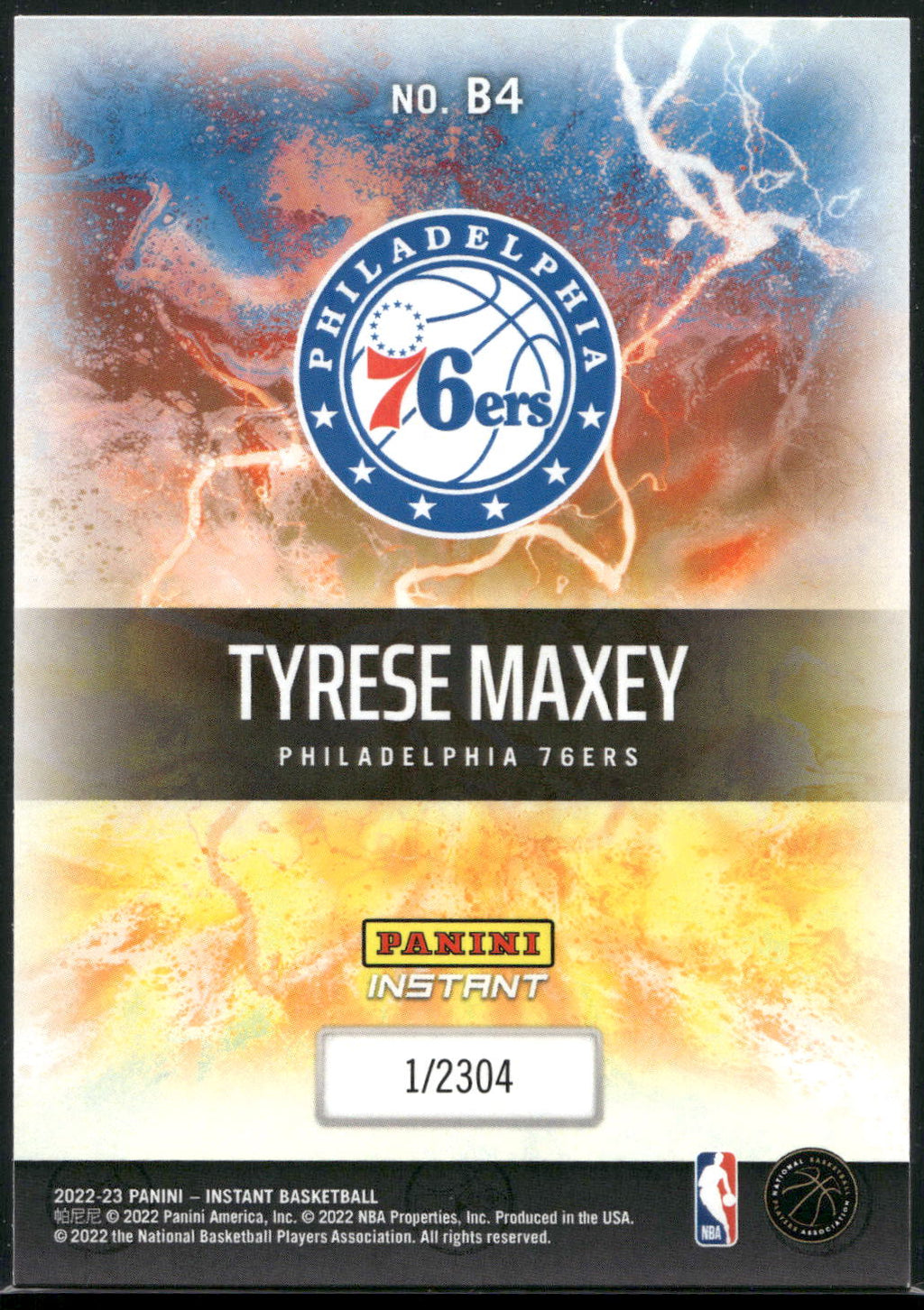 2022-23 Panini Instant NBA Breakaway #B4 Tyrese Maxey