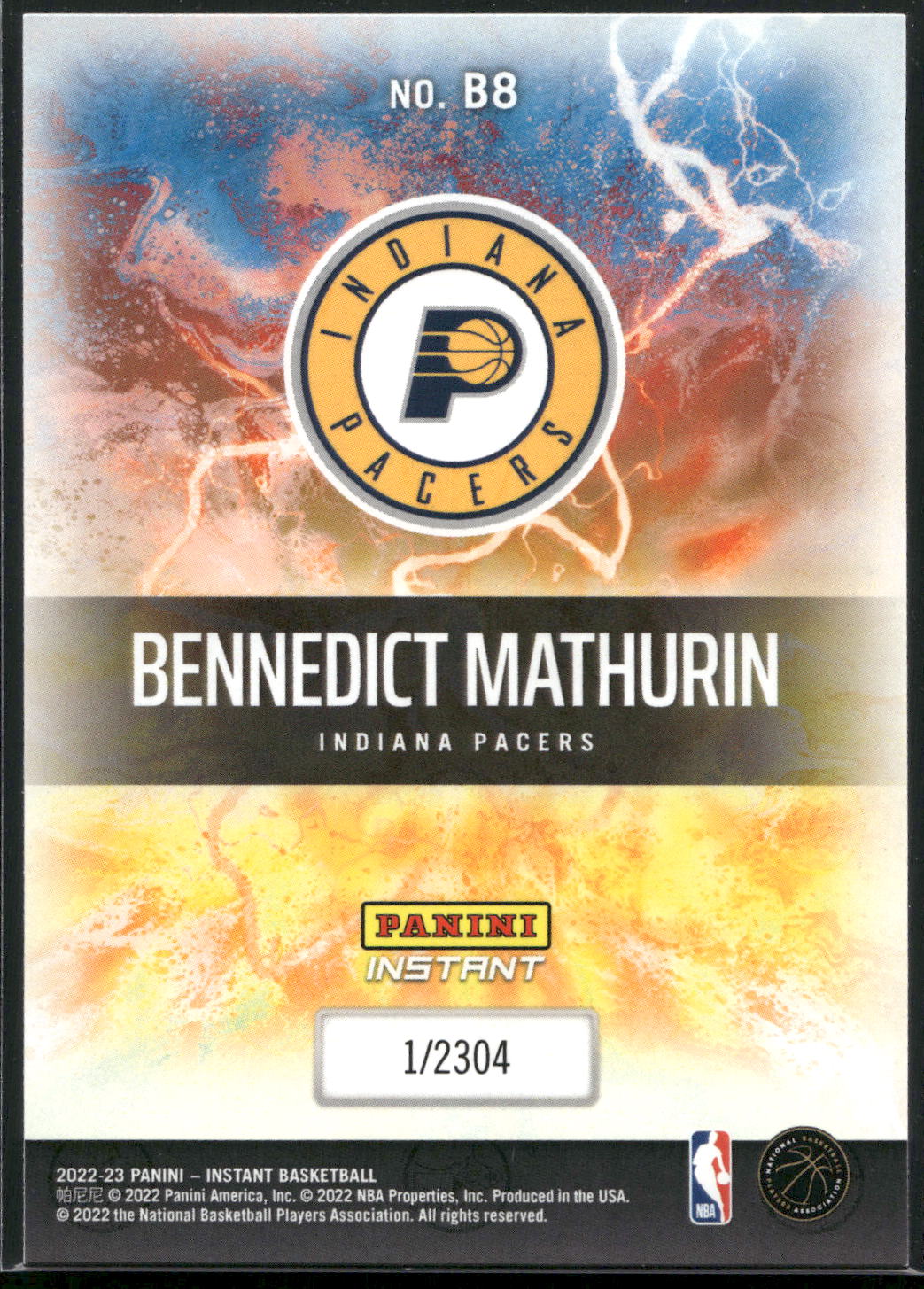 2022-23 Panini Instant NBA Breakaway #B8 Bennedict Mathurin