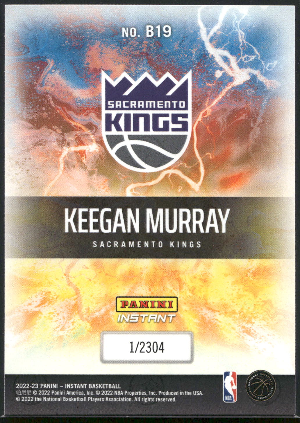 2022-23 Panini Instant NBA Breakaway #B19 Keegan Murray