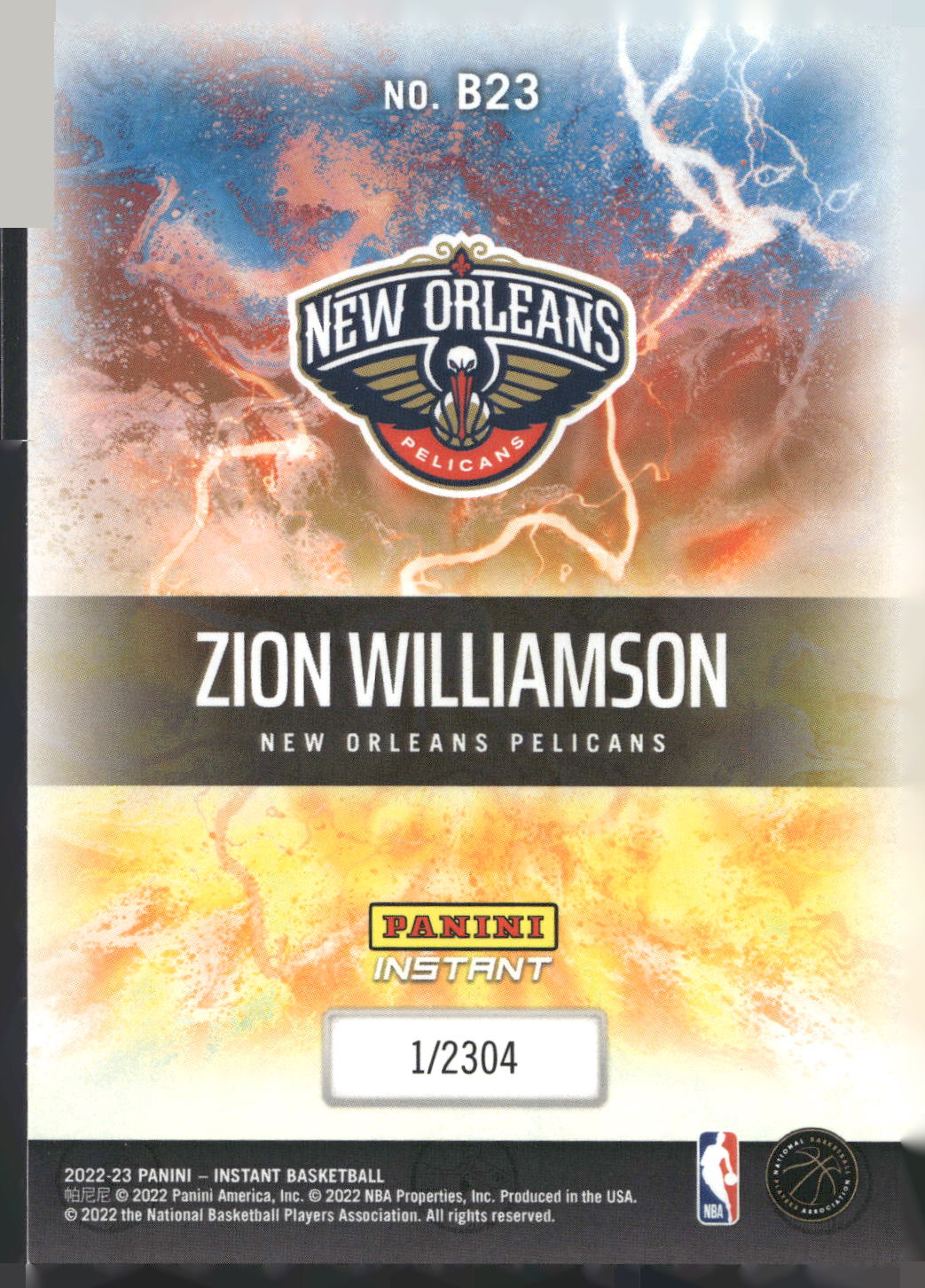 2022-23 Panini Instant NBA Breakaway #B23 Zion Williamson