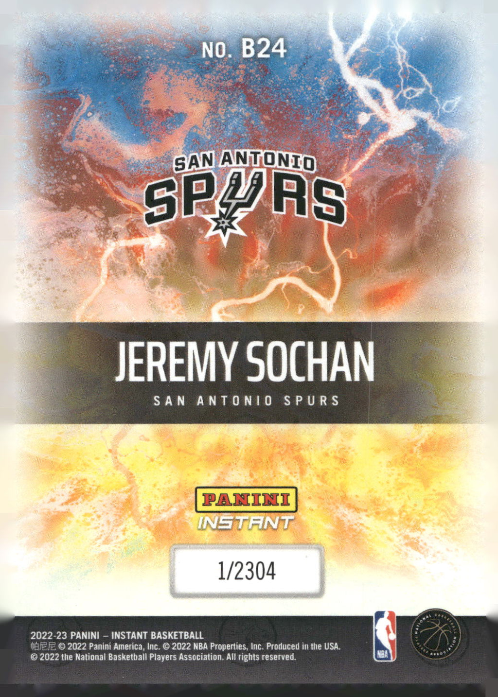 2022-23 Panini Instant NBA Breakaway #B24 Jeremy Sochan