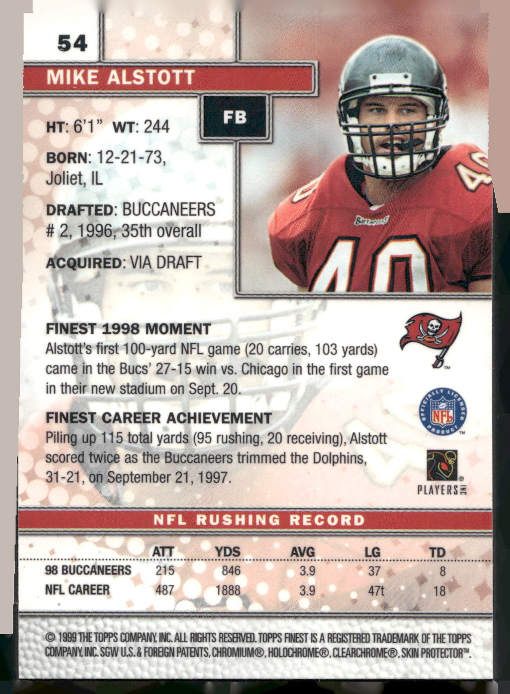 1999 Finest #54 Mike Alstott