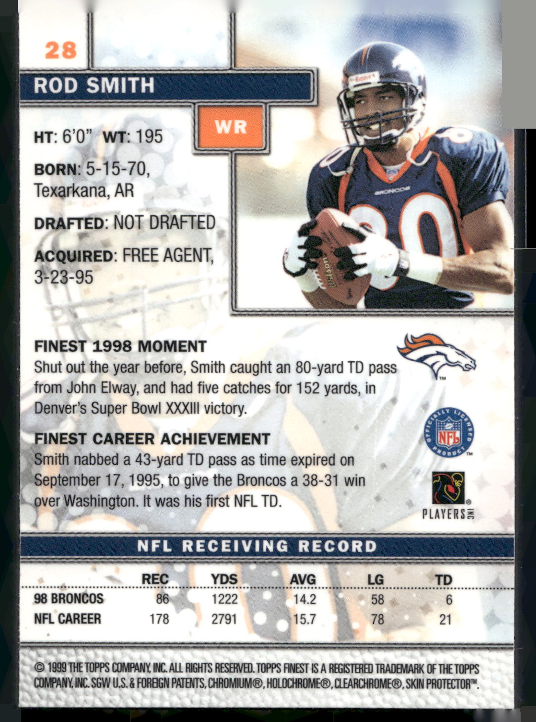 1999 Finest #28 Rod Smith