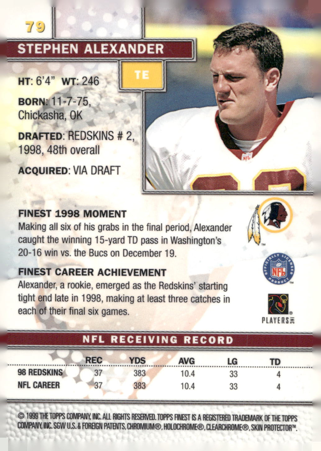 1999 Finest #79 Stephen Alexander