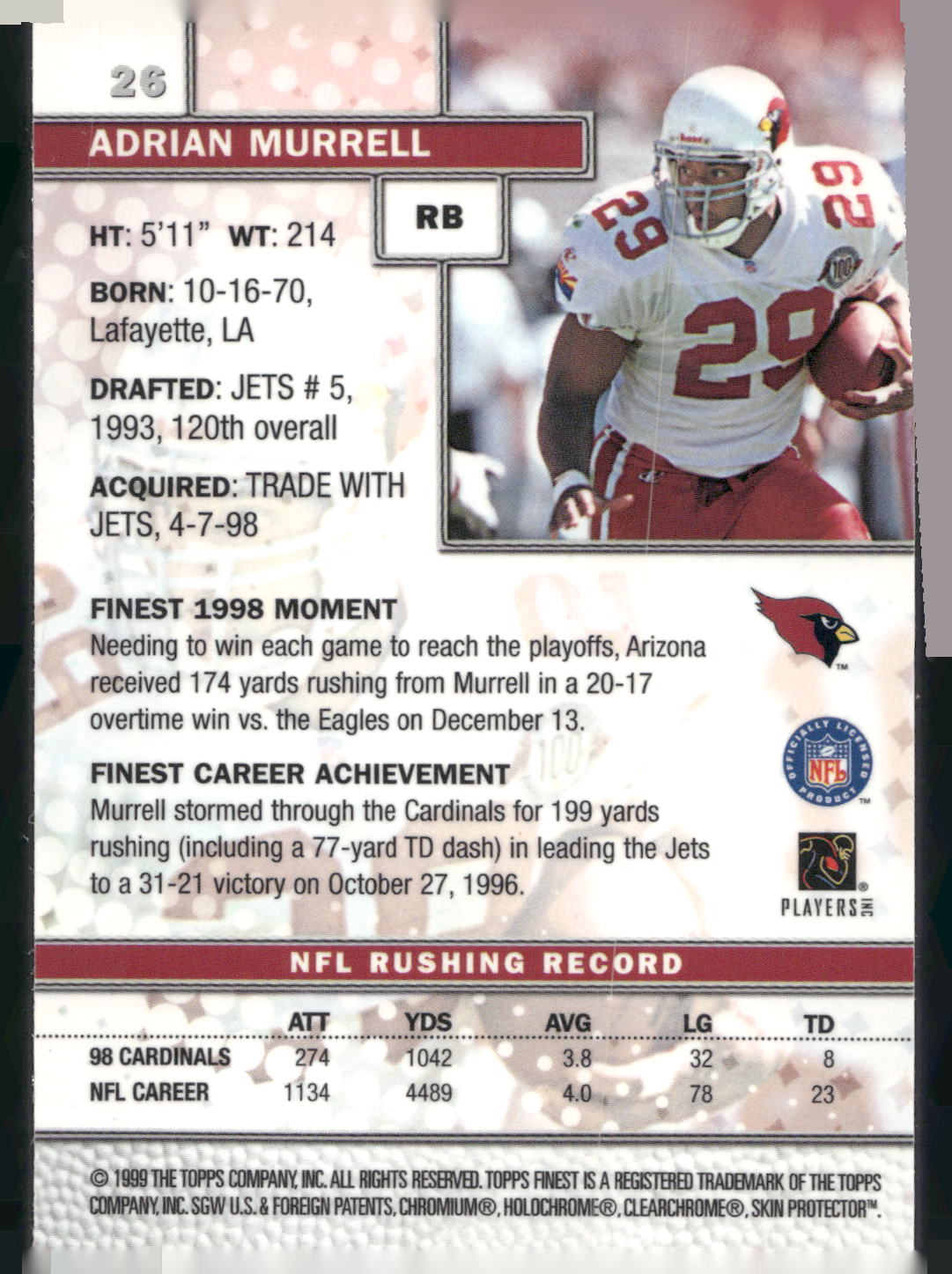 1999 Finest #26 Adrian Murrell