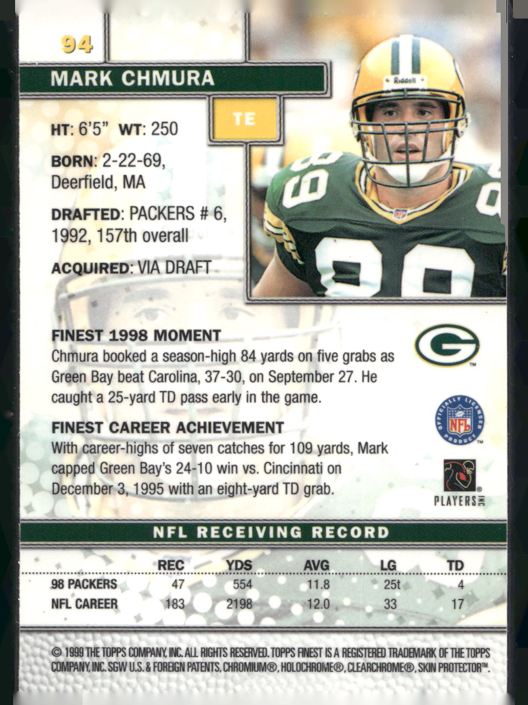 1999 Finest #94 Mark Chmura