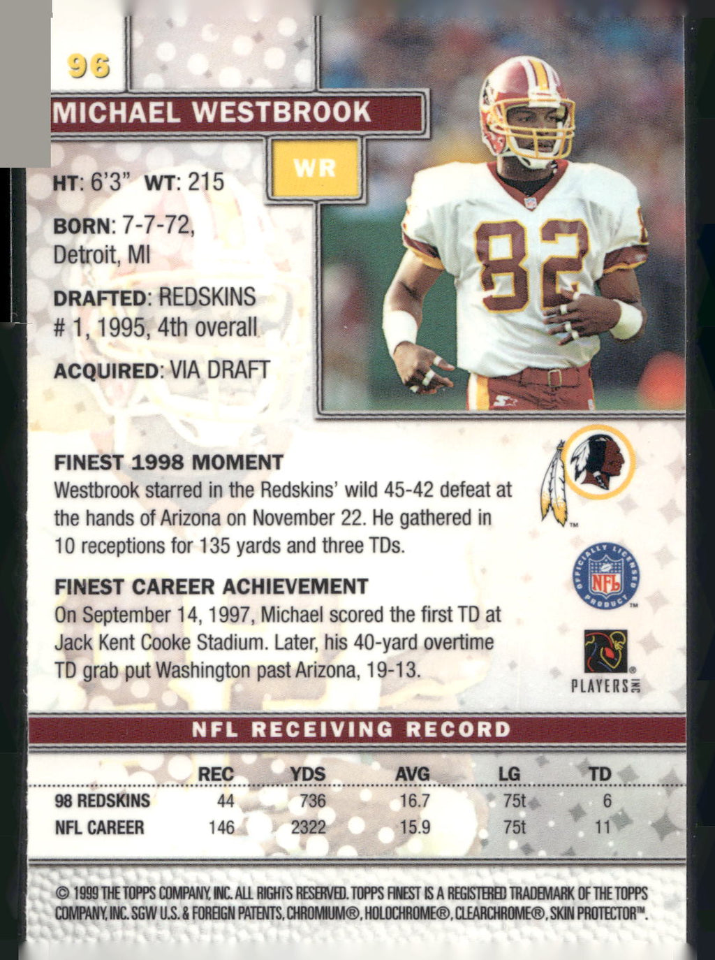 1999 Finest #96 Michael Westbrook