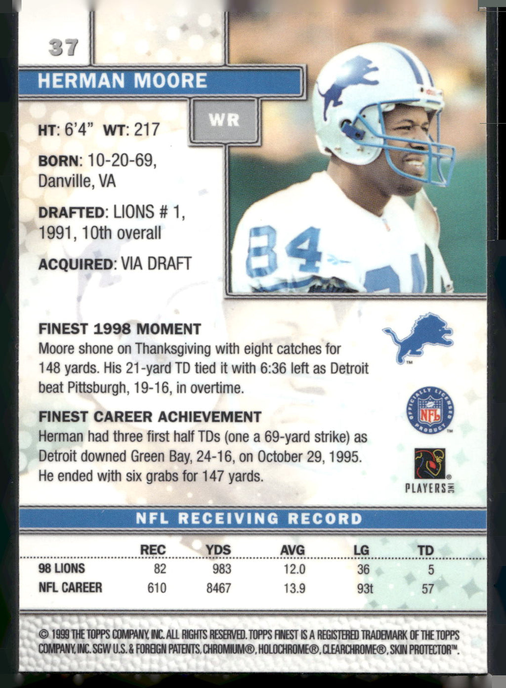 1999 Finest #37 Herman Moore