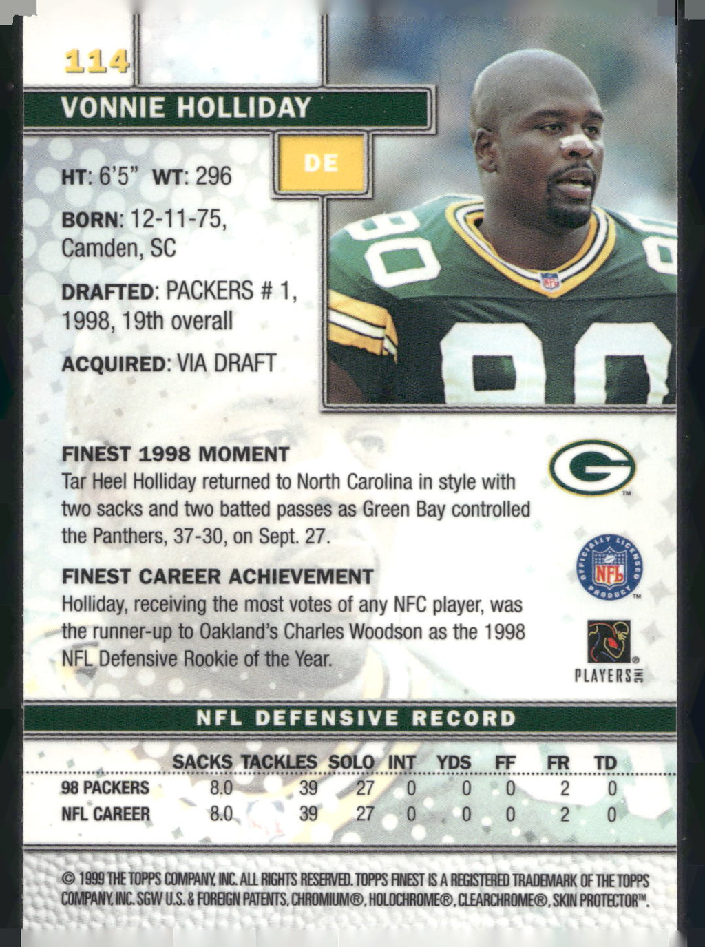1999 Finest #114 Vonnie Holliday