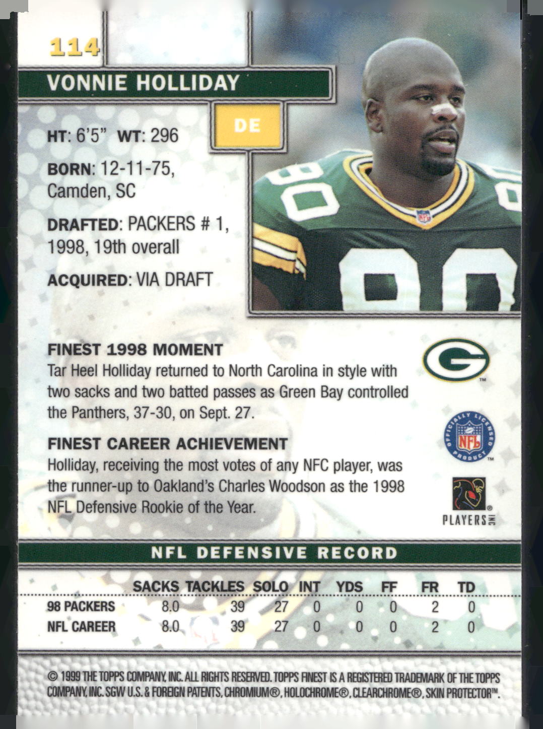 1999 Finest #114 Vonnie Holliday