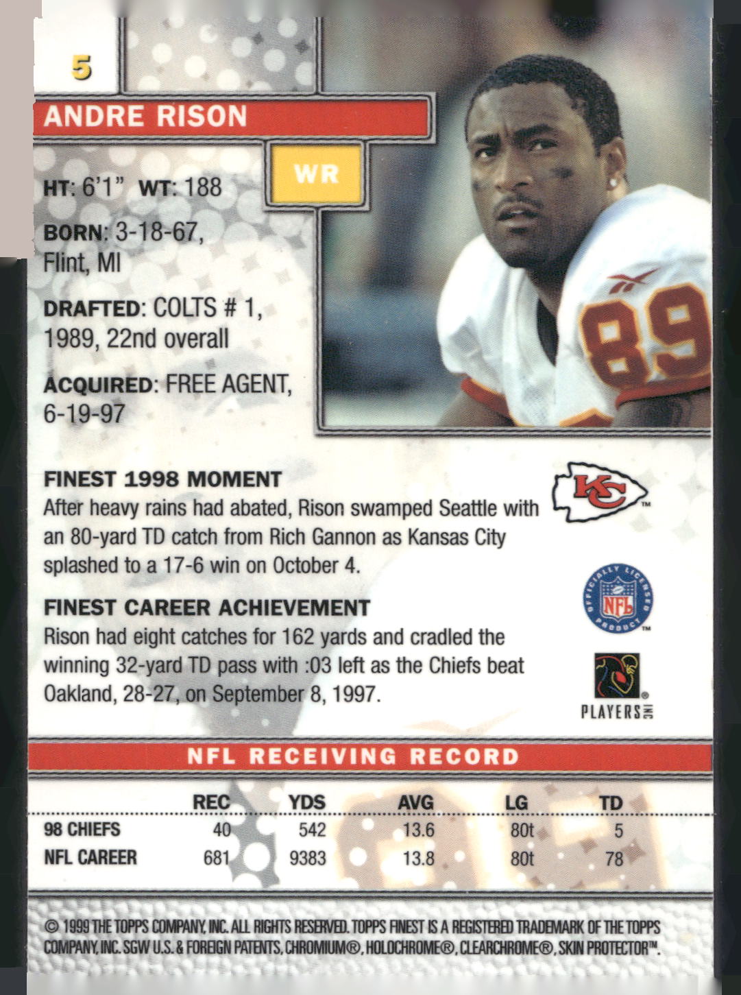 1999 Finest #5 Andre Rison