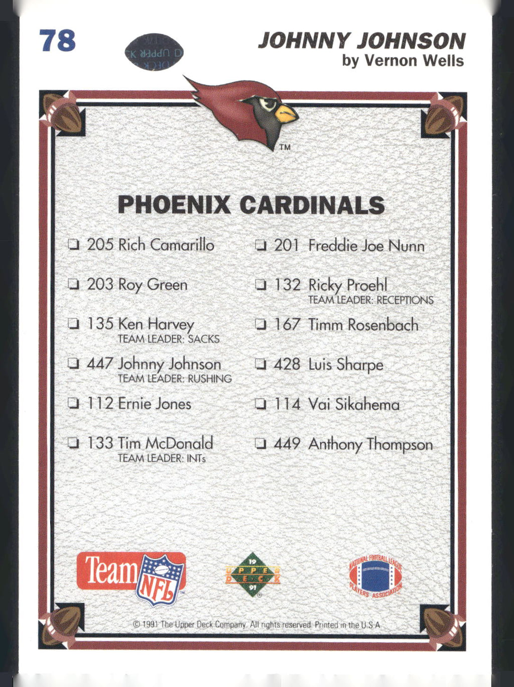 1991 Upper Deck #78 Johnny Johnson