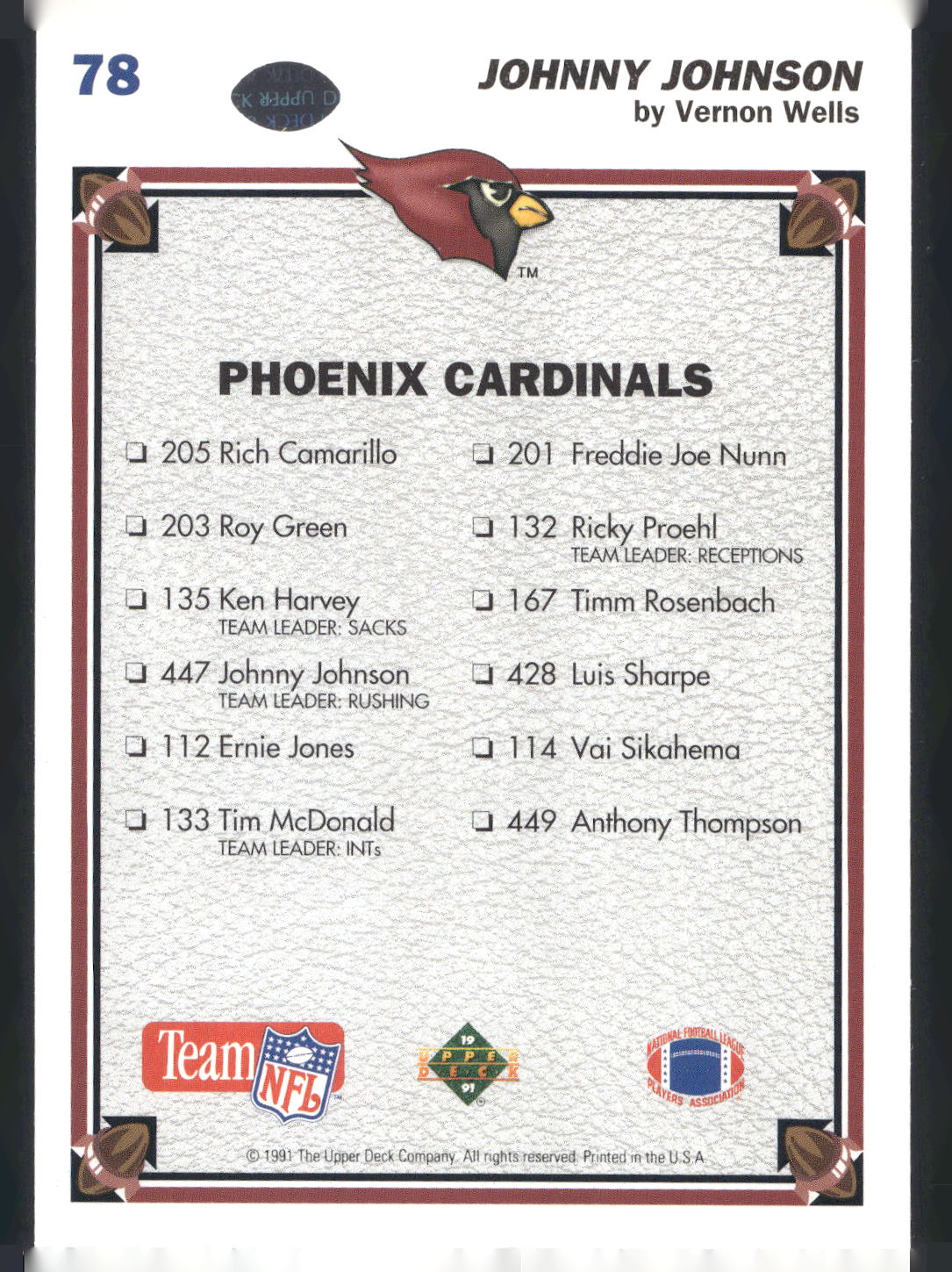 1991 Upper Deck #78 Johnny Johnson