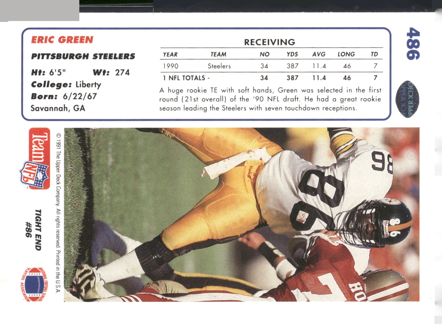 1991 Upper Deck #486 Eric Green