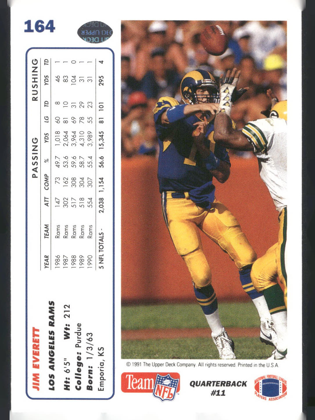 1991 Upper Deck #164 Jim Everett