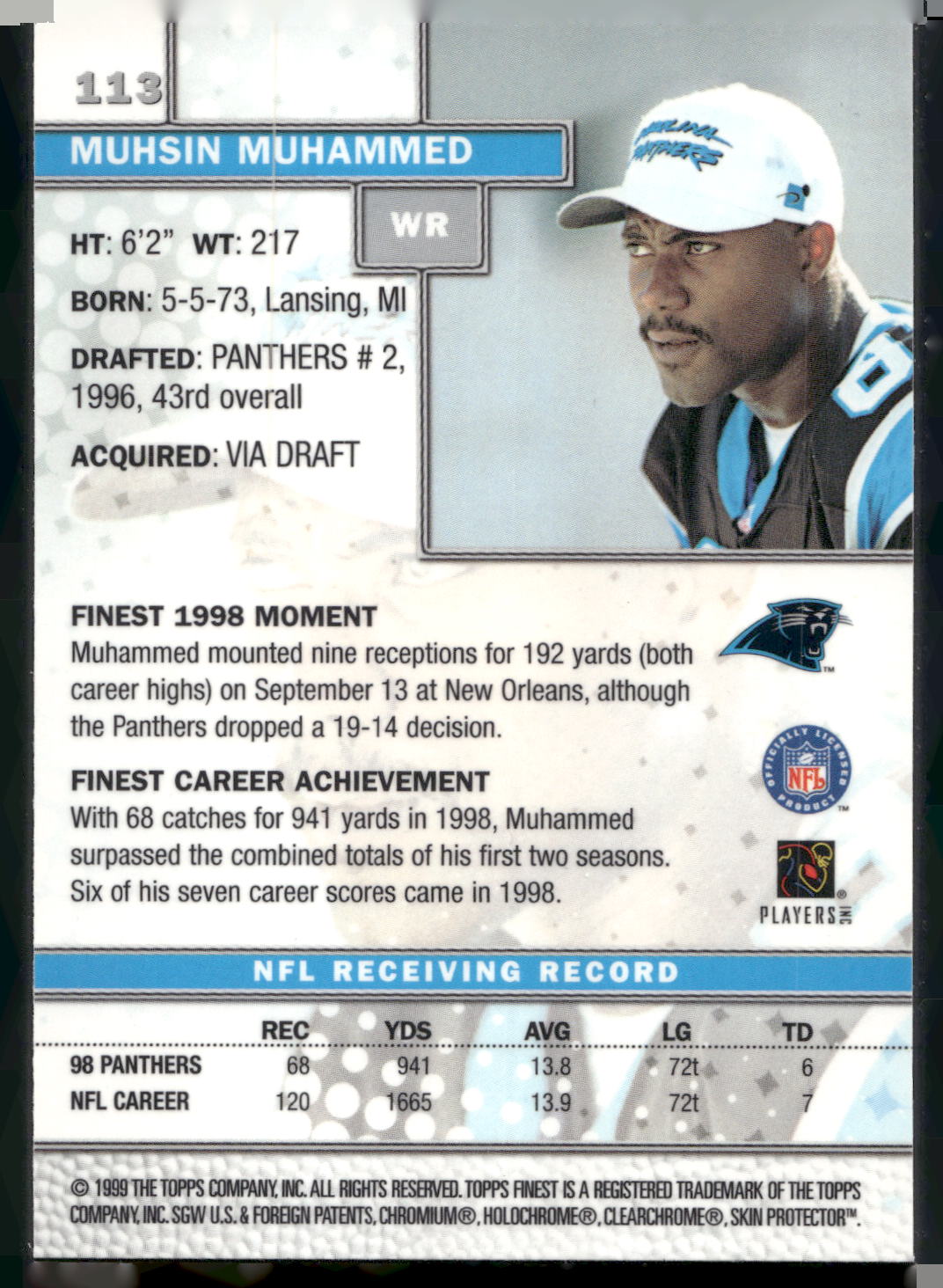 1999 Finest #113 Muhsin Muhammad