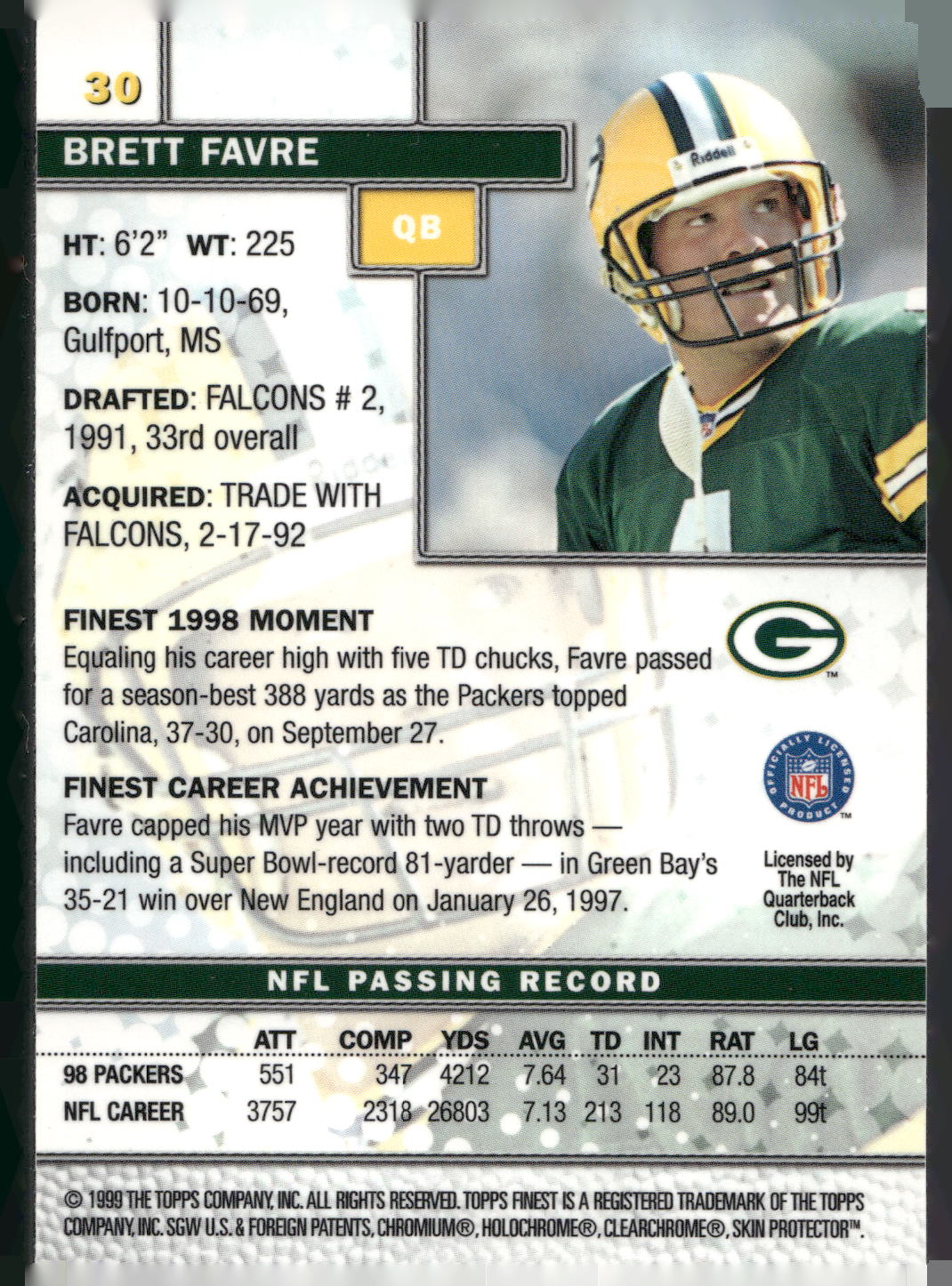 1999 Finest #30 Brett Favre