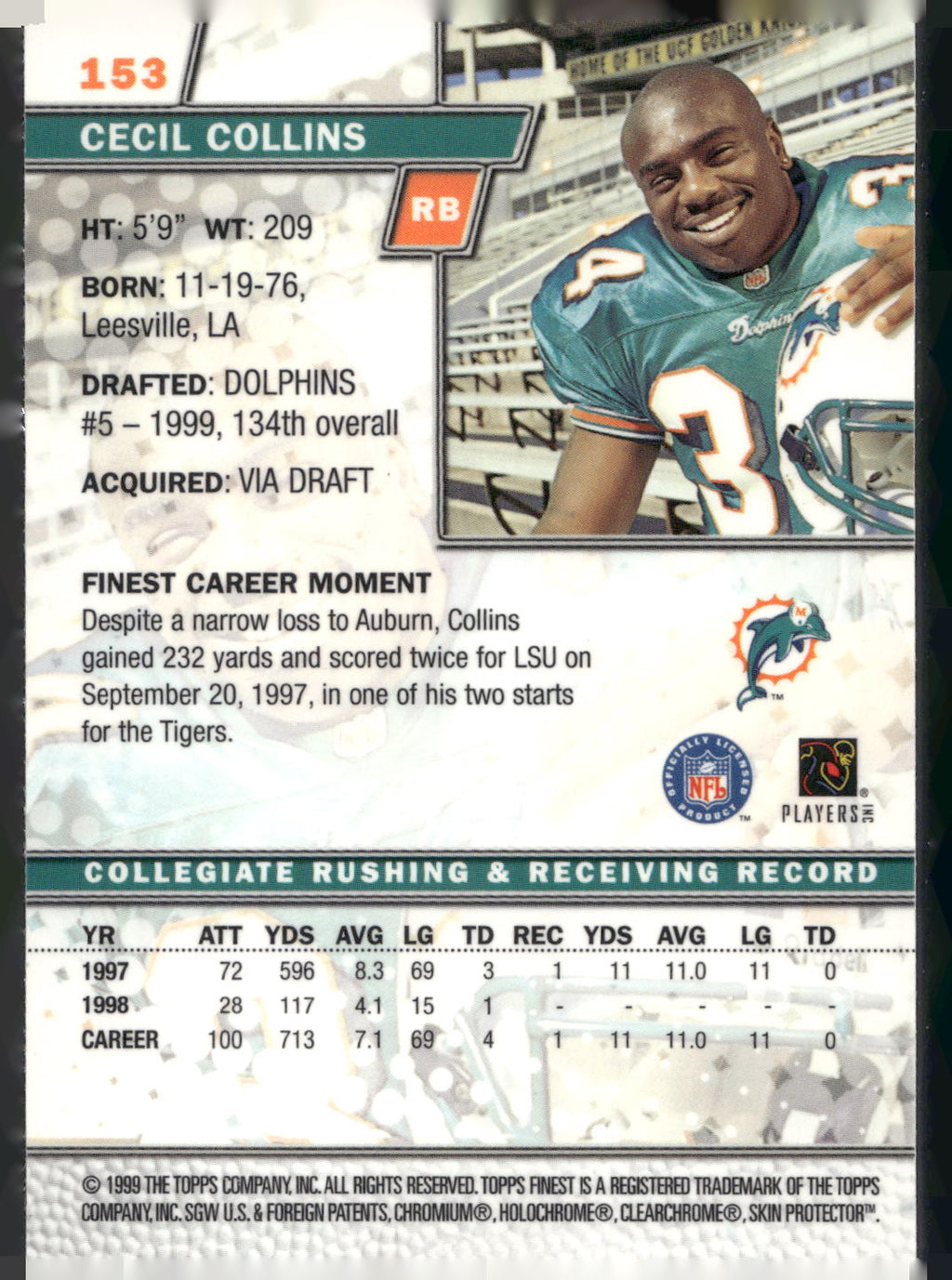 1999 Finest #153 Cecil Collins