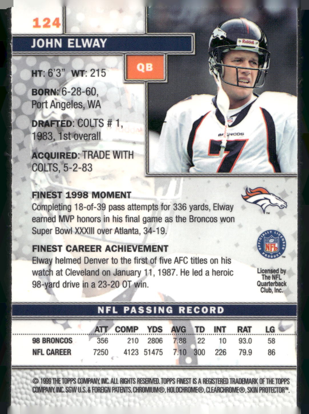 1999 Finest #124 John Elway