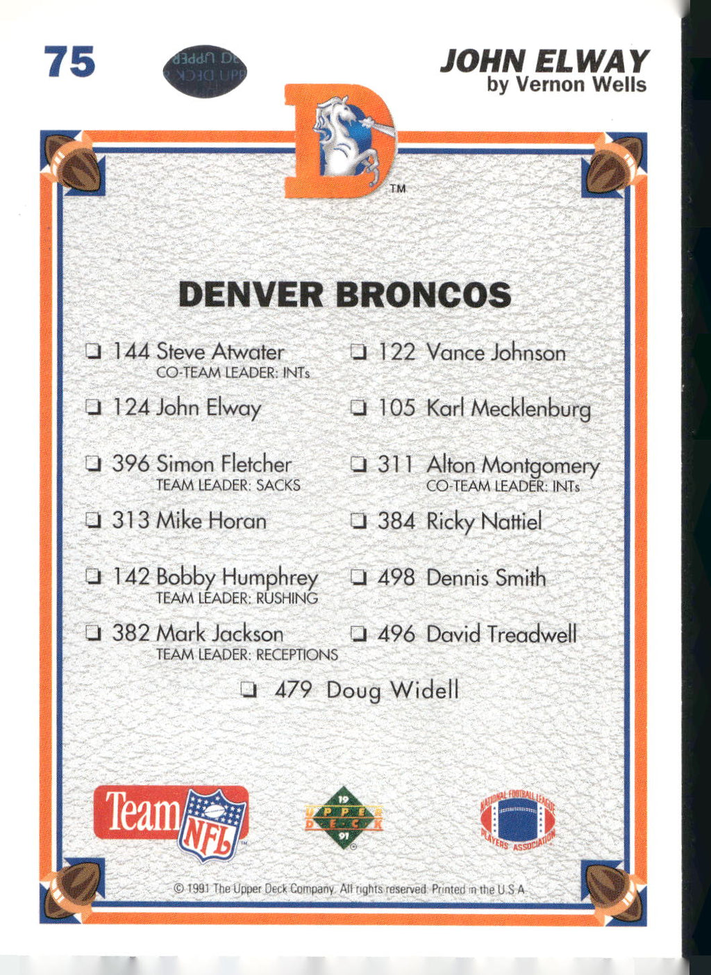 1991 Upper Deck #75 John Elway