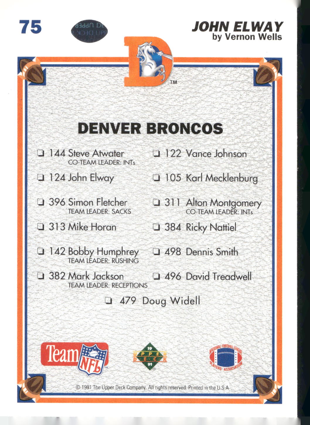 1991 Upper Deck #75 John Elway