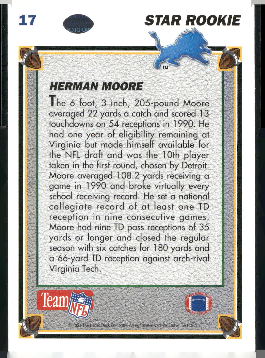 1991 Upper Deck #17 Herman Moore