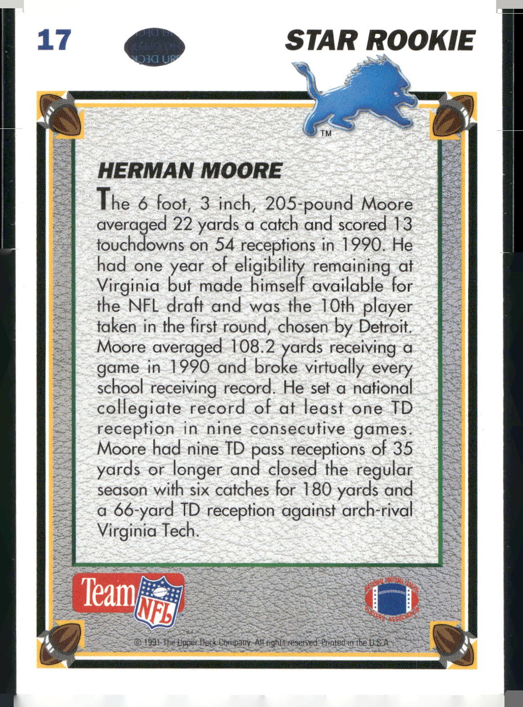 1991 Upper Deck #17 Herman Moore