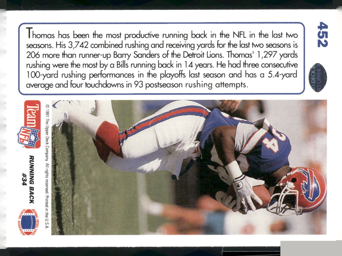1991 Upper Deck #452 Thurman Thomas