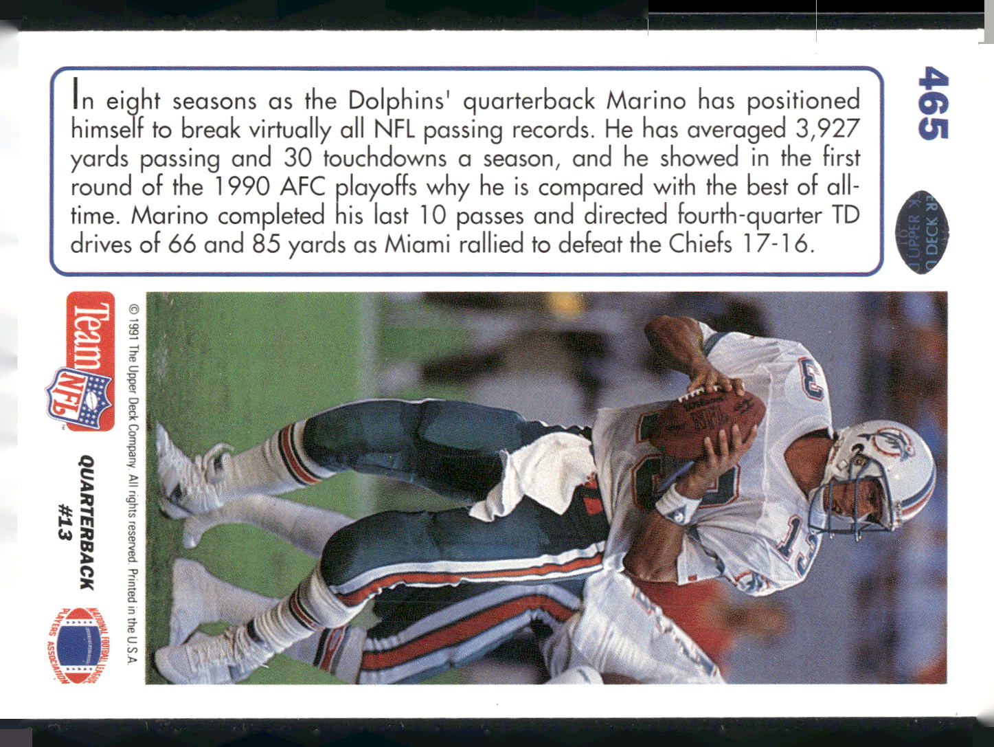 1991 Upper Deck #465 Dan Marino