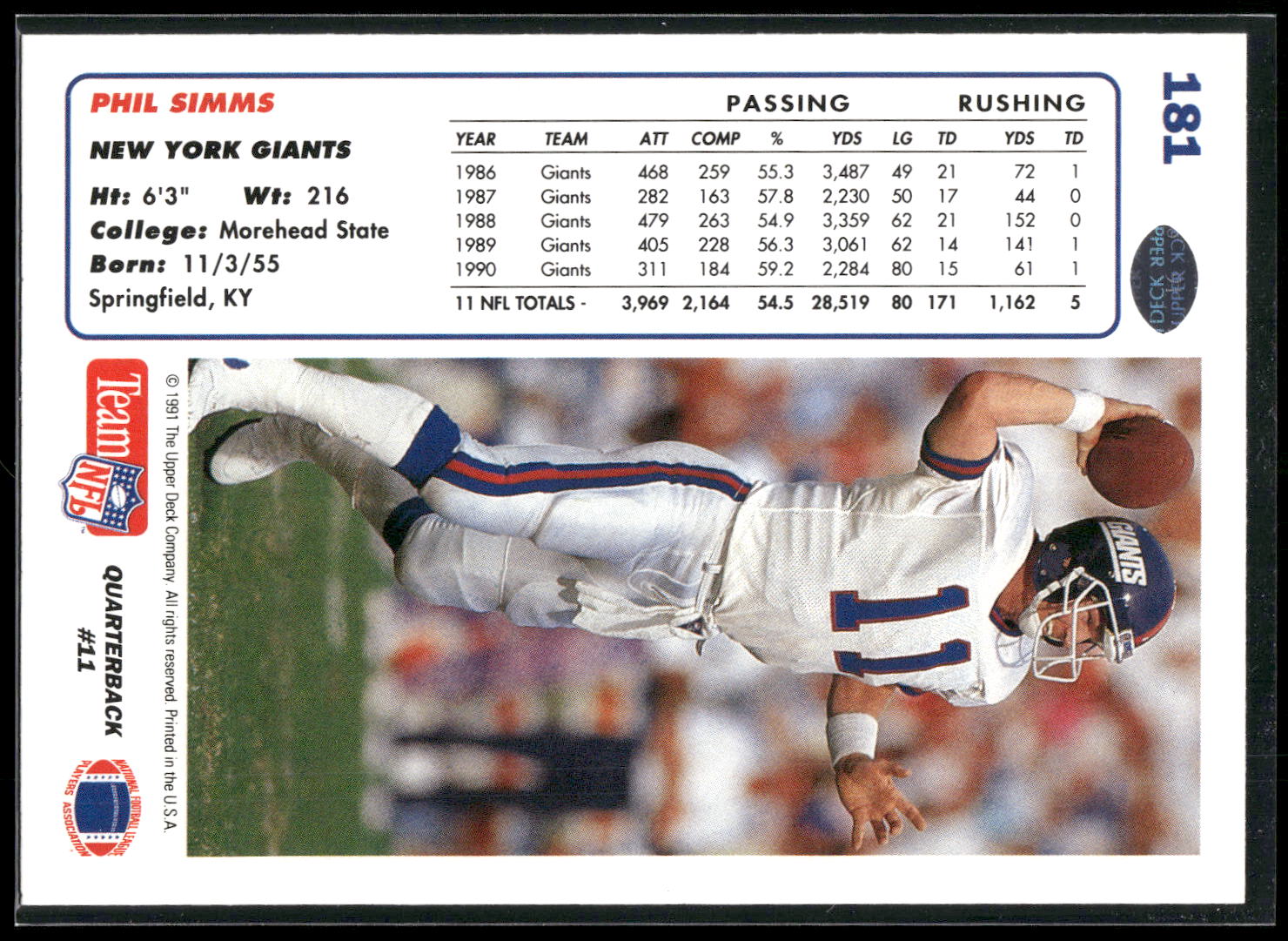 1991 Upper Deck #181 Phil Simms