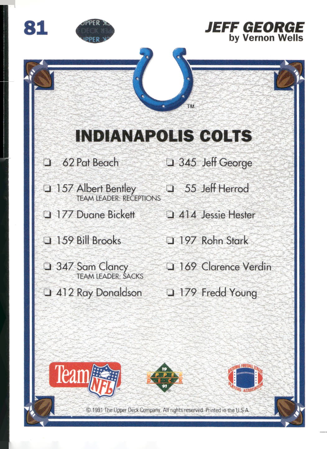 1991 Upper Deck #81 Jeff George