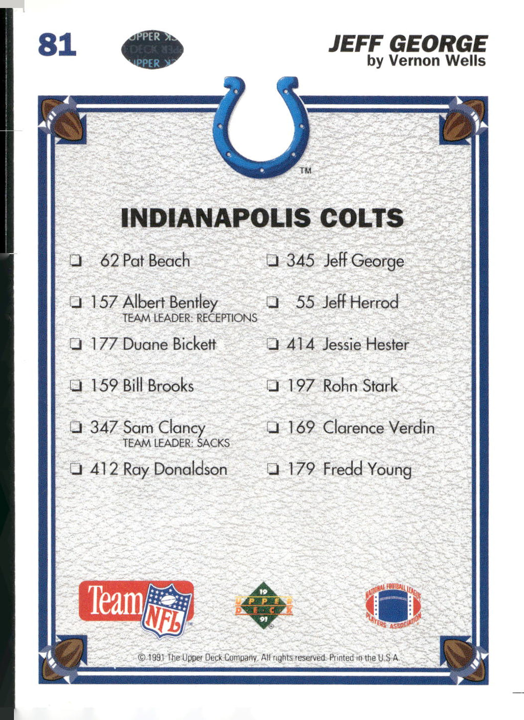1991 Upper Deck #81 Jeff George