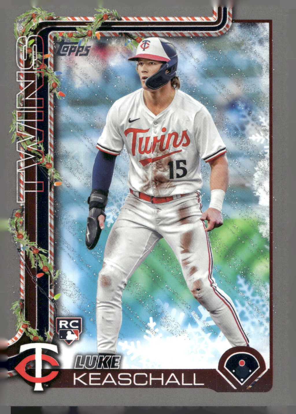 2025 Topps Holiday #H189 Luke Keaschall Silver Glitter Holiday