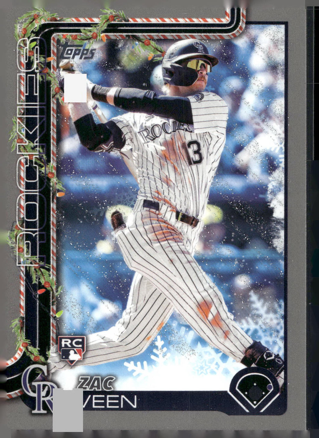 2025 Topps Holiday #H92 Zac Veen Silver Glitter Holiday