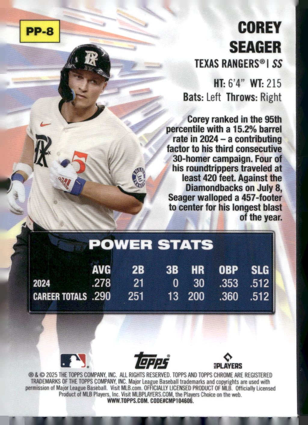 2025 Topps Chrome #PP-8 Corey Seager Power Players