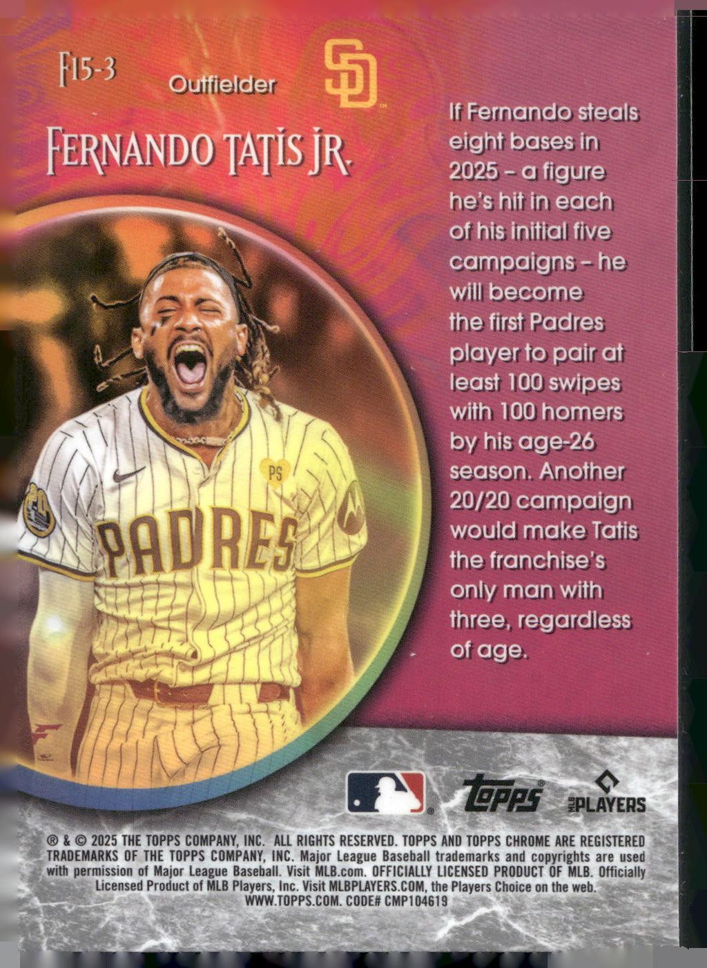 2025 Topps Chrome #F15-3 Fernando Tatis Jr. Fortune 15