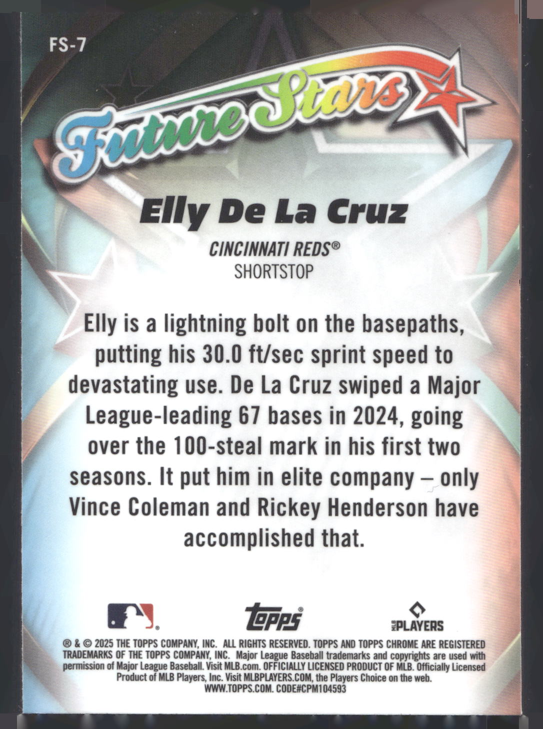 2025 Topps Chrome #FS-7 Elly De La Cruz Future Stars