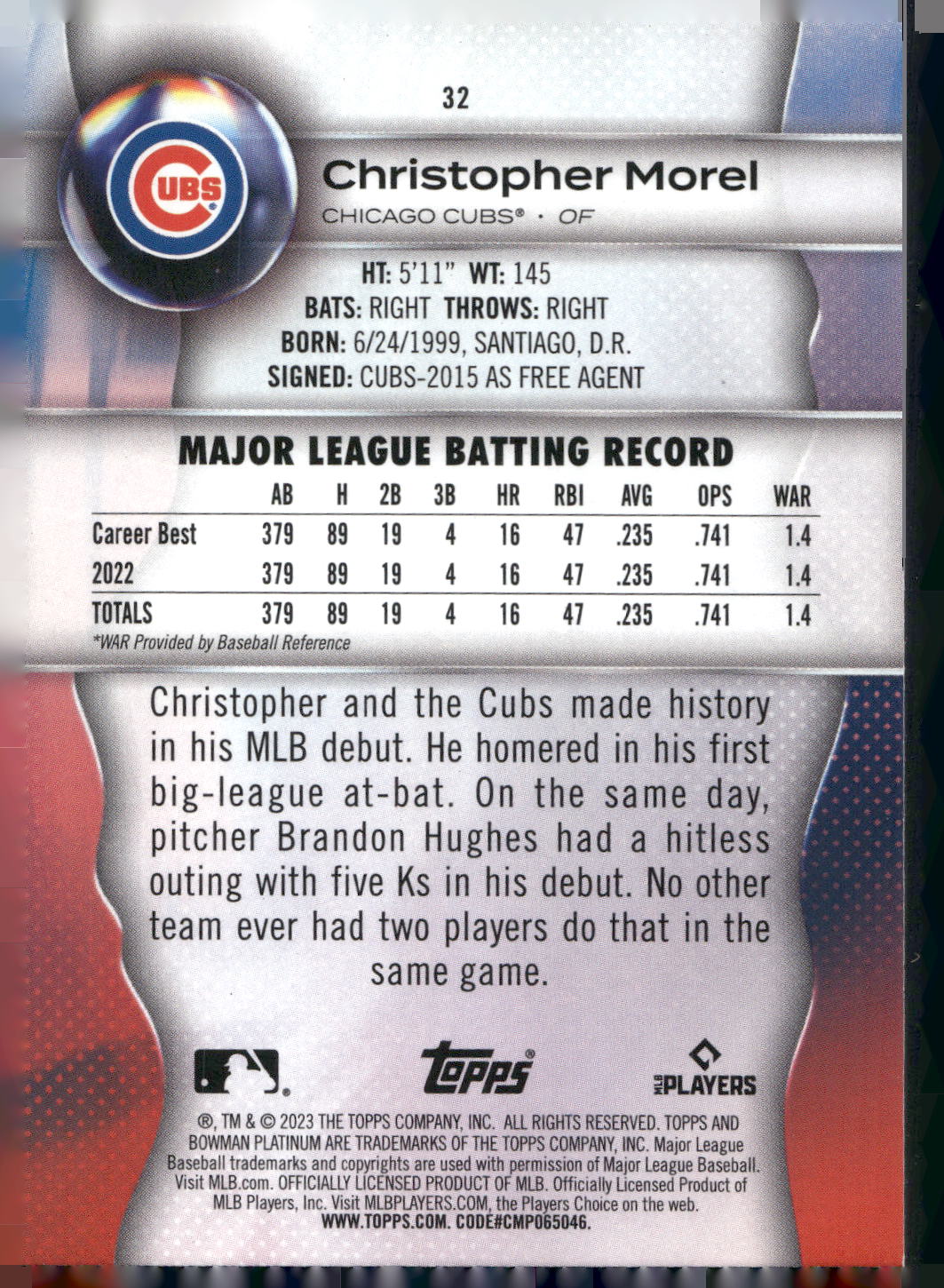 2023 Bowman Platinum #32 Christopher Morel