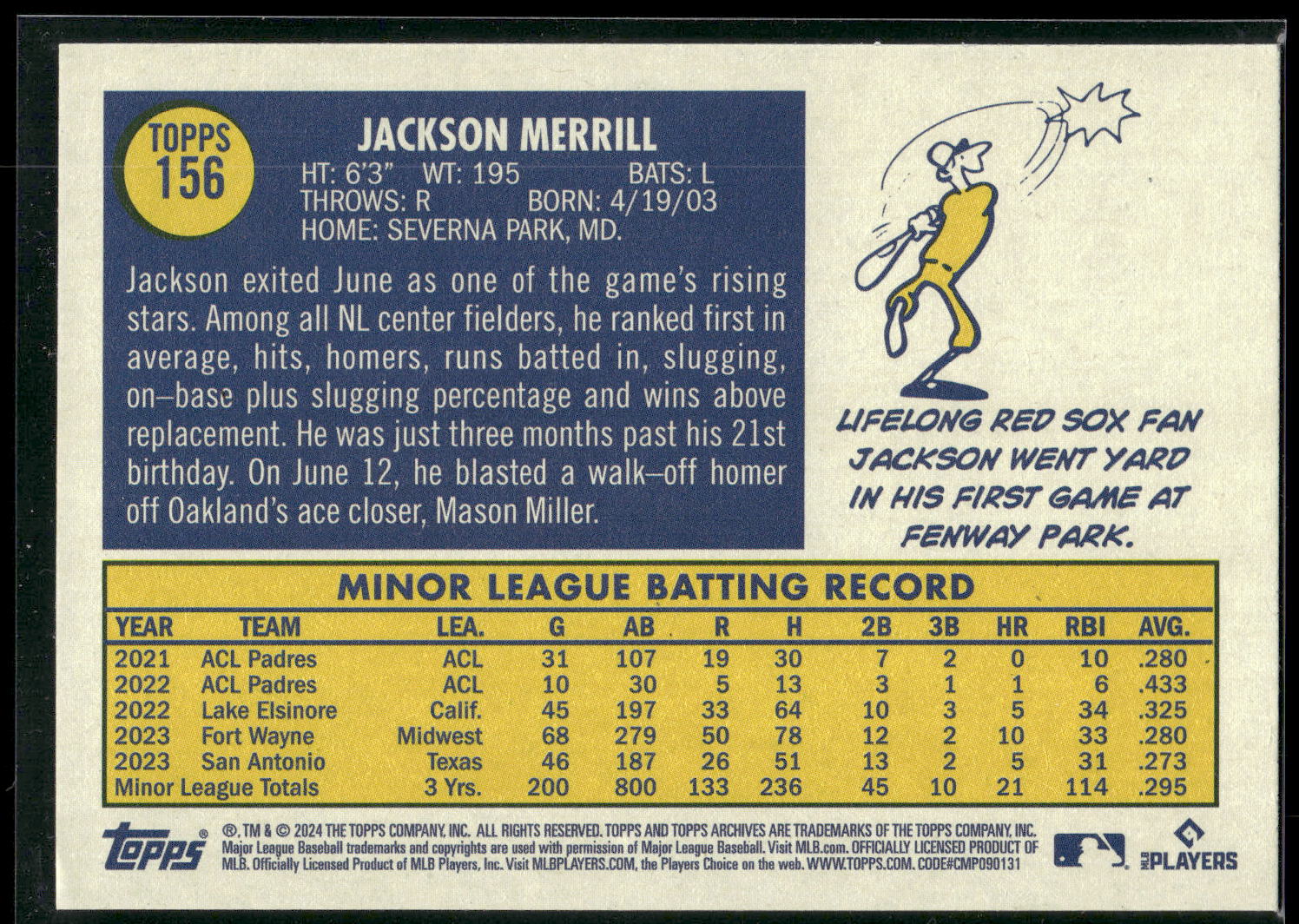 2024 Topps Archives #156 Jackson Merrill