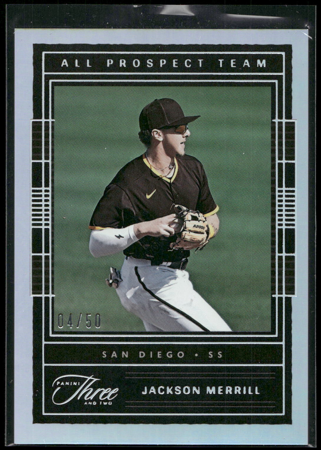 2023 Panini Three and Two #APT-JM Jackson Merrill All Prospect Holo Silver #/50