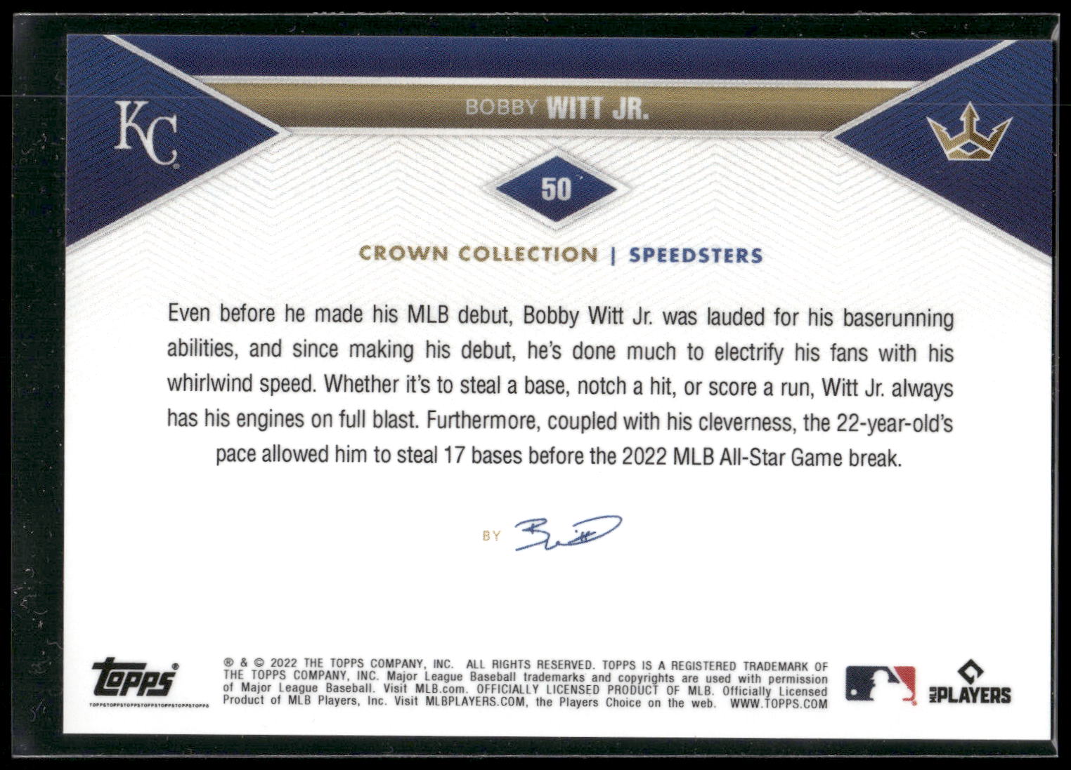 2022 Topps x Bobby Witt Jr. Crown Collection #50 Bobby Witt Jr.