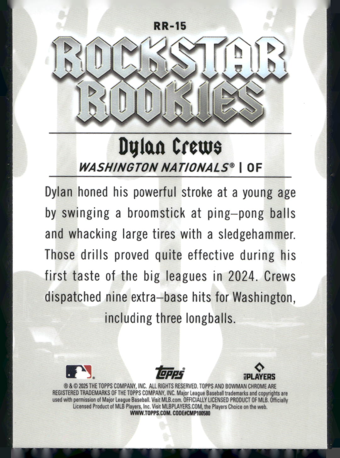 2025 Bowman #RR-15 Dylan Crews Rockstar Rookies